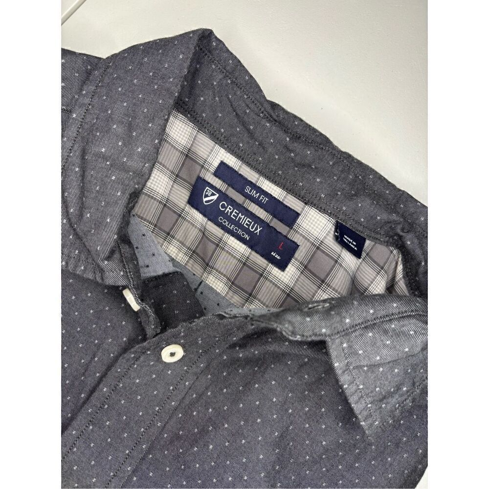 Daniel Cremieux Mens Shirt Large Slim Fit Gray Long Sleeve Cotton Preppy